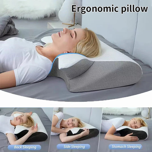 2 in 1 Ergonomic Memory Foam Pillow Help Sleep and Protect the Neck Cervical Orthopedic Travel Neck Pillow for Sleeping for Home