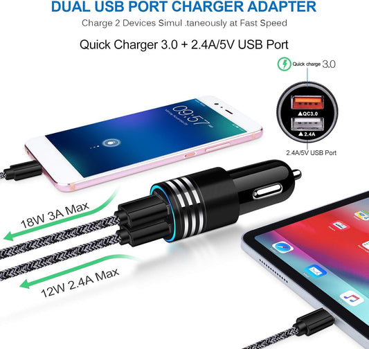 Type C Charger Fast Charger for Samsung Galaxy S25 S24 S23 S22 S21 A15 A54 A14 A53 A13,LG Stylo 6 5,Quick Charge 3.0 Car Charger Wall Adapter +3FT 6FT USB C Cable