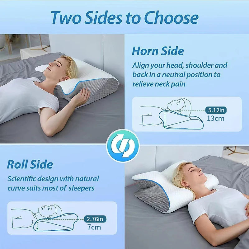2 in 1 Ergonomic Memory Foam Pillow Help Sleep and Protect the Neck Cervical Orthopedic Travel Neck Pillow for Sleeping for Home
