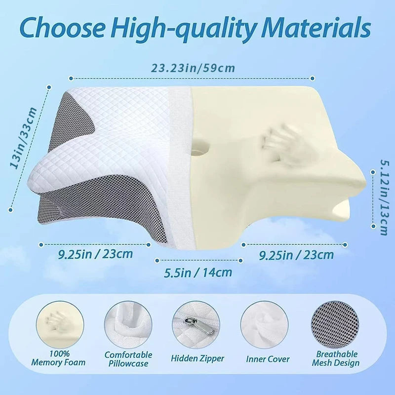 2 in 1 Ergonomic Memory Foam Pillow Help Sleep and Protect the Neck Cervical Orthopedic Travel Neck Pillow for Sleeping for Home